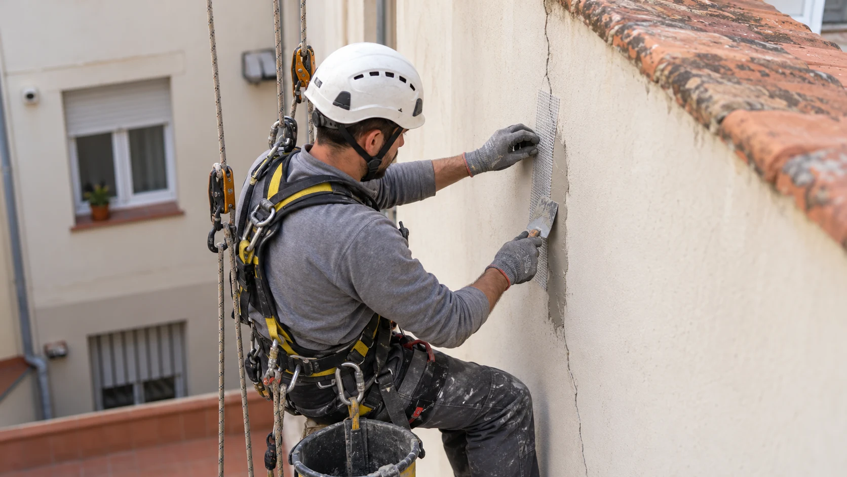 Reparación de fisura de patio en altura