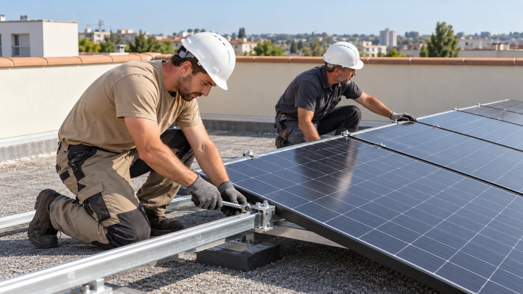 Placas solares y apoyo al montaje