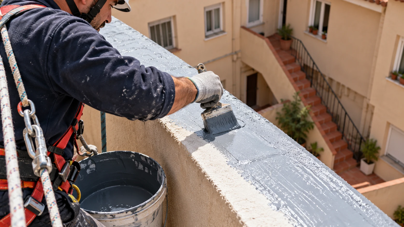 Impermeabilización de peto exterior en altura